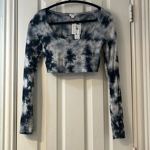 Garage Black & White Tie Dye Cinched Micro Top
